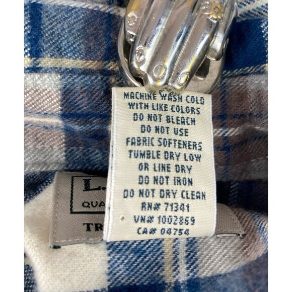 L.L. Bean Flannel Shirt Mens Size XL-Tall Blue Plaid Long Sleeve Traditional Fit - Picture 6 of 8